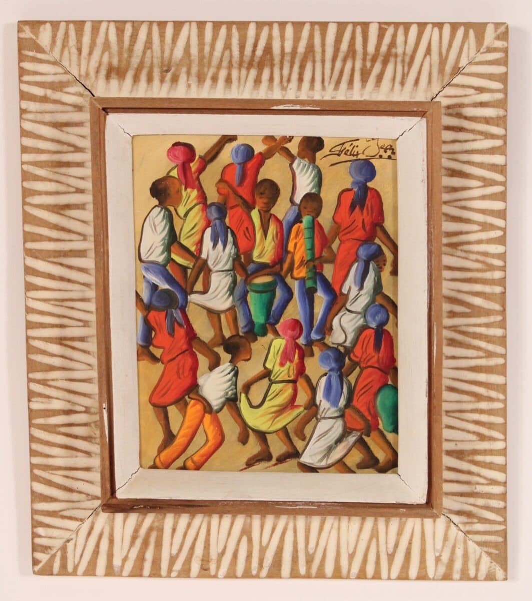 Painting of Haitian Dancers by Felix Jean (1929-1979)