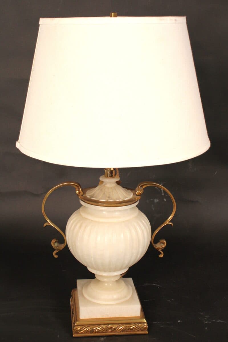 Marbro Lamp Company Alabaster and Brass Table Lamp