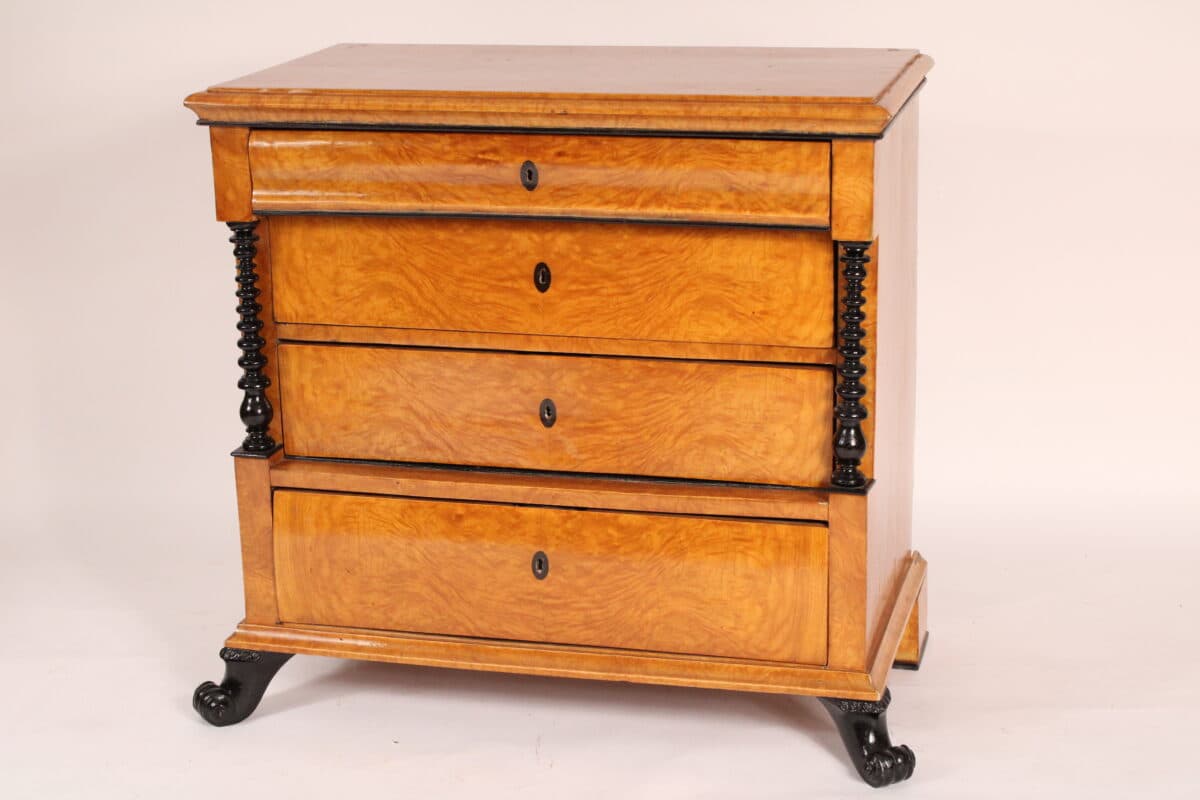 19th Century Biedermeier Birch and Ebonized Chest of Drawers