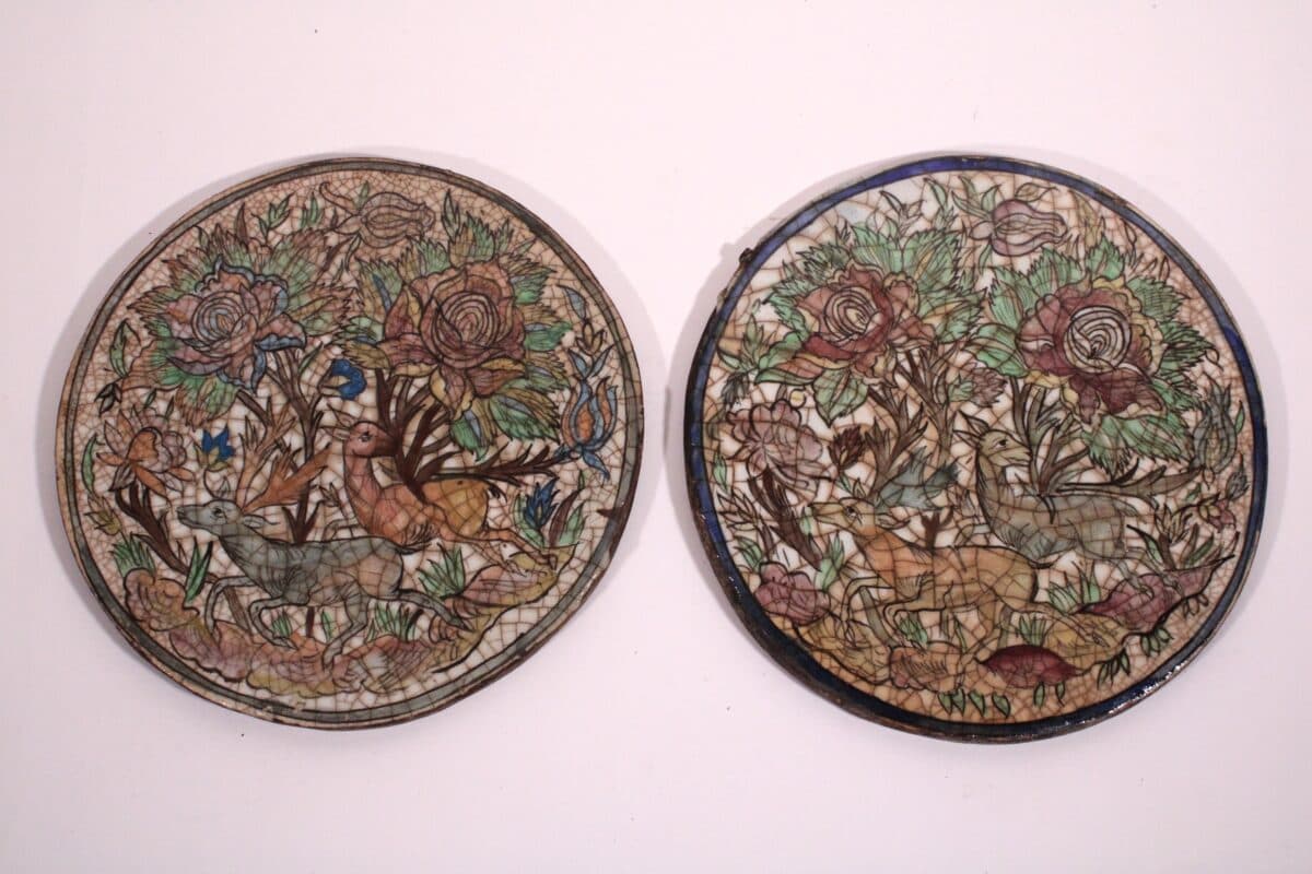 Pair of Antique Persian Tile Plaques