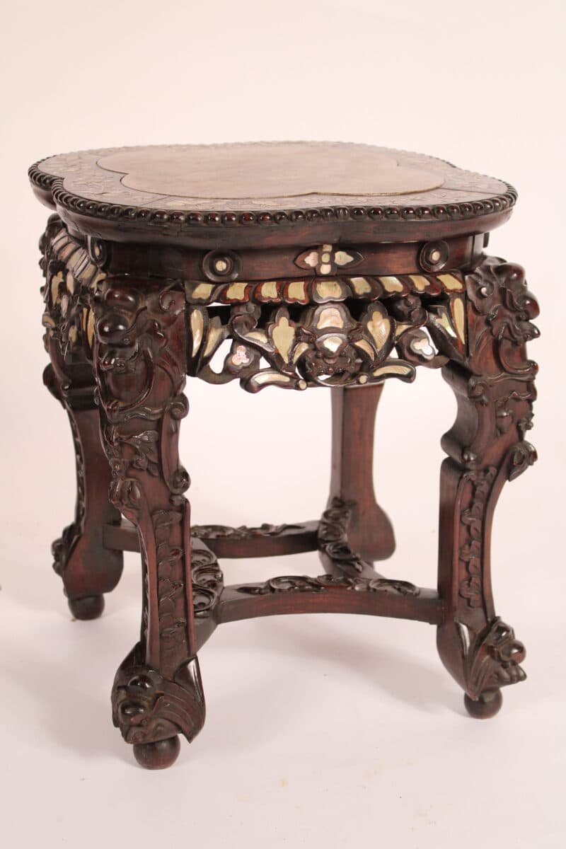 Chinese Rosewood Taboret with Mother of Pearl Inlay