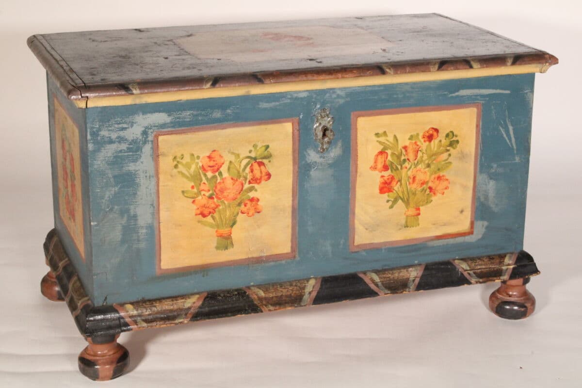 19th Century Scandinavian Painted Pine Trunk