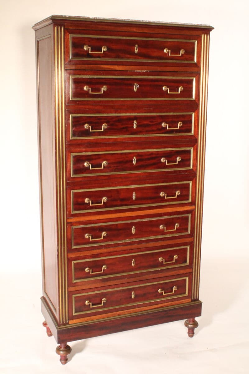 Louis XVI Style Brass Mounted Mahogany Secretaire Abattant