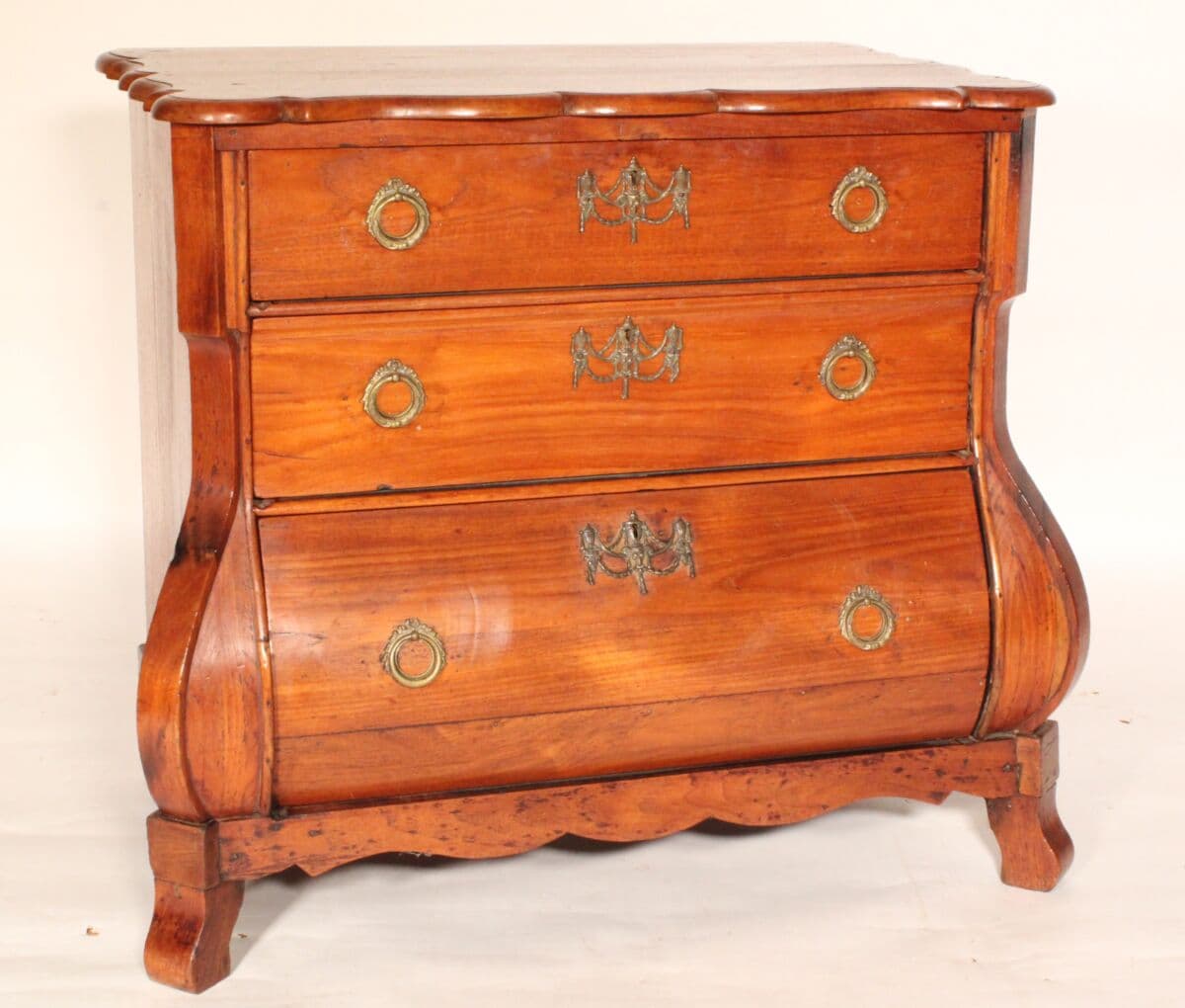 19th Century Dutch Fruitwood Kettle Base Chest of Drawers