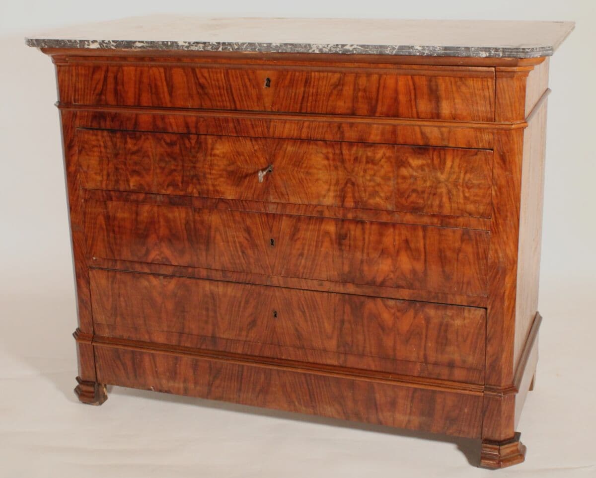 19th Century Louis Phillippe Style Burl Walnut Chest of Drawers