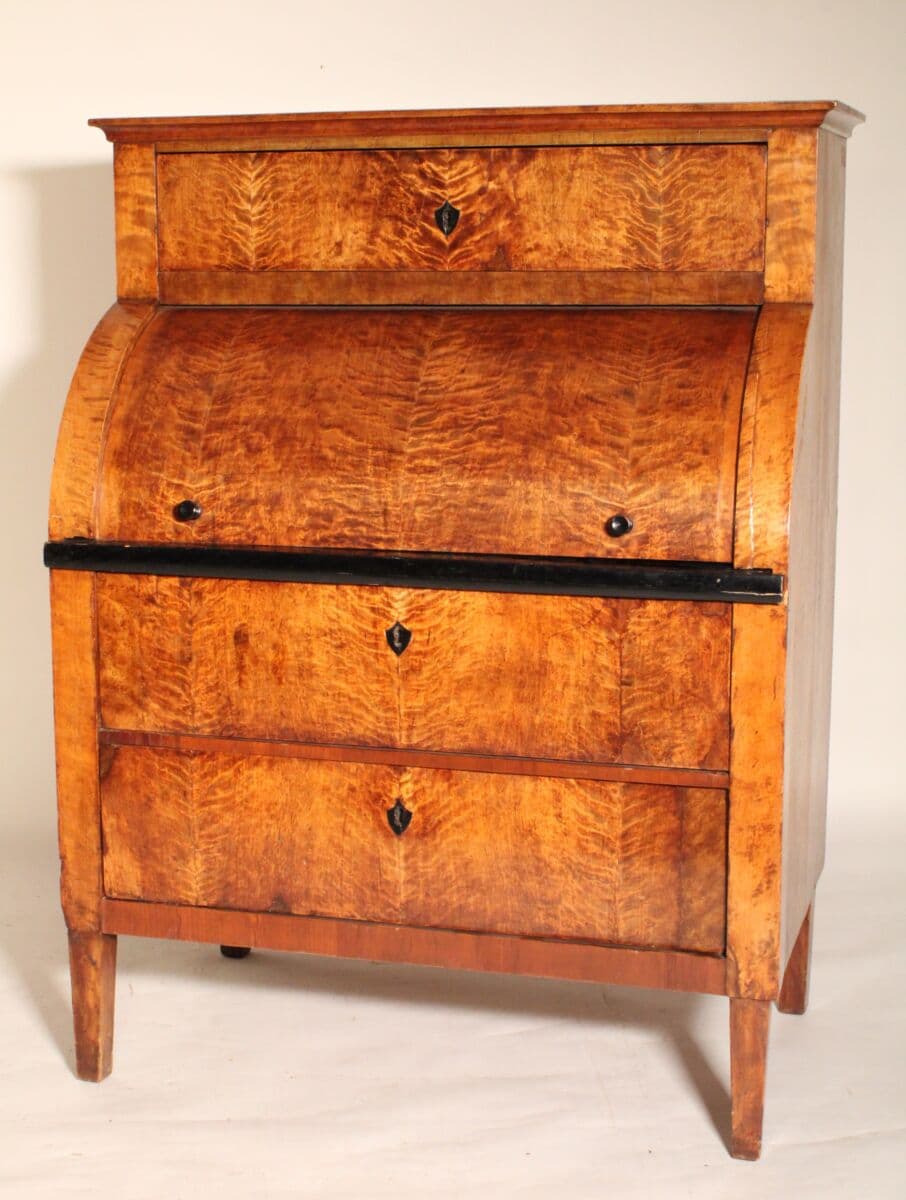 19th Century Biedermeier Birch Cylinder Desk