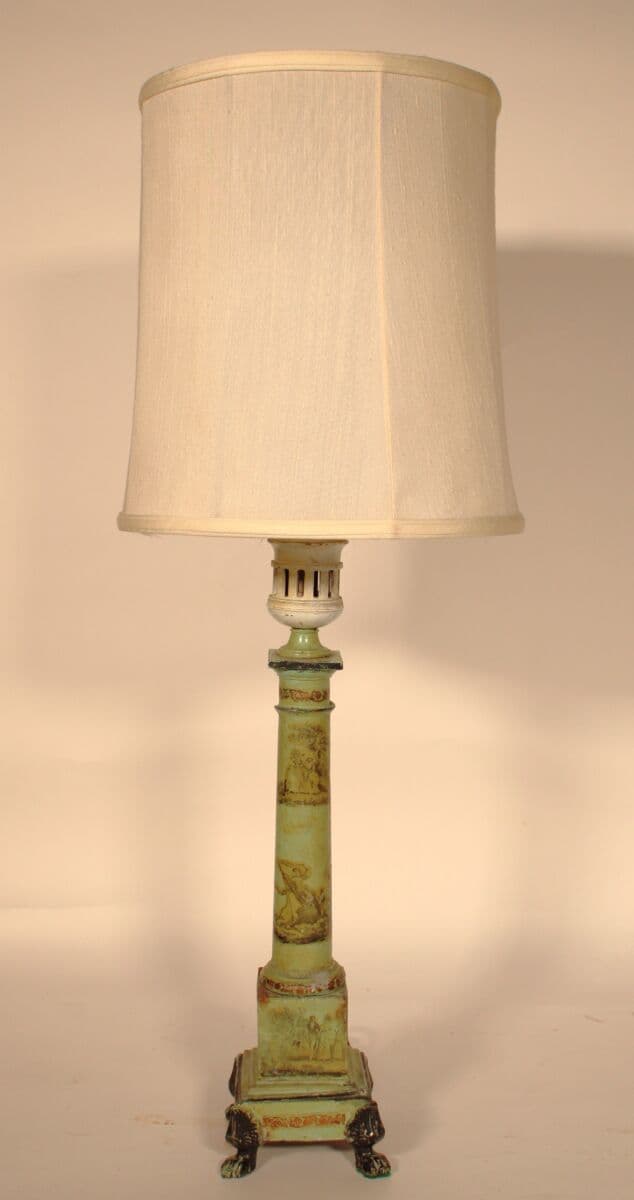 Neo Classical Style Green Tole Lamp