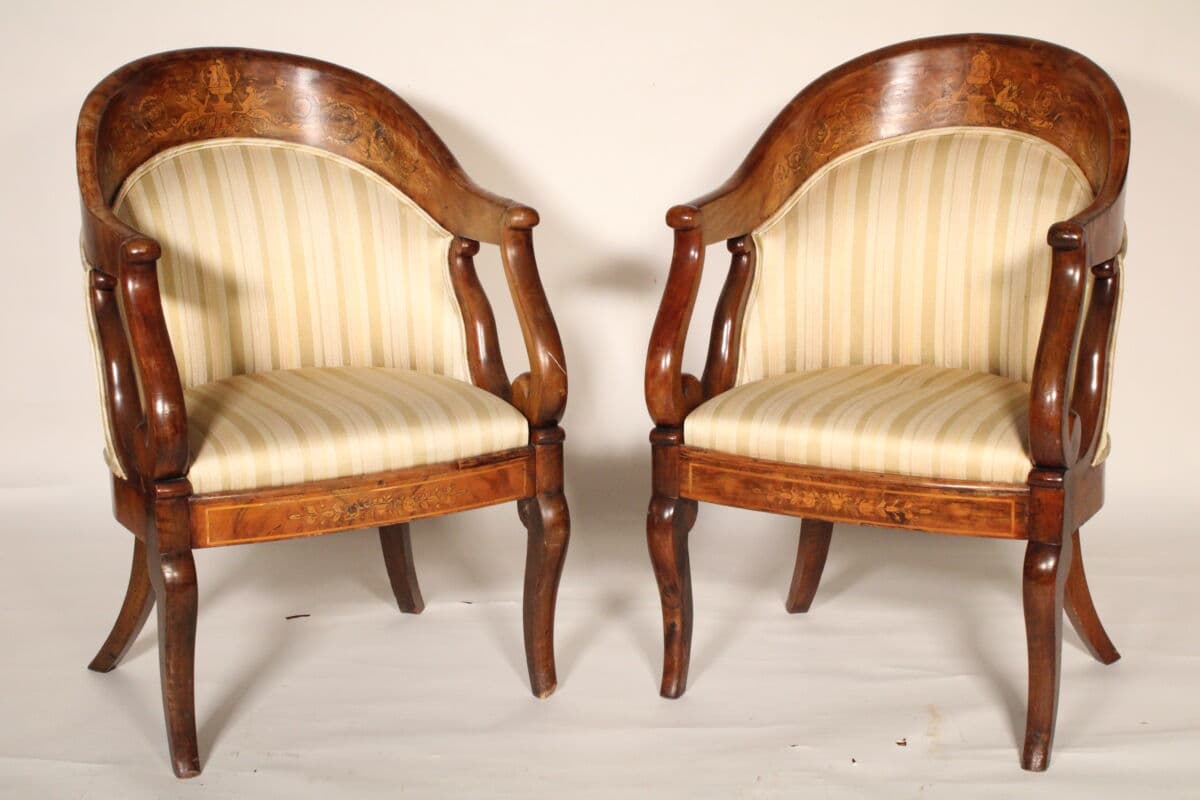 Pair 19th Century Charles X Walnut Bergeres