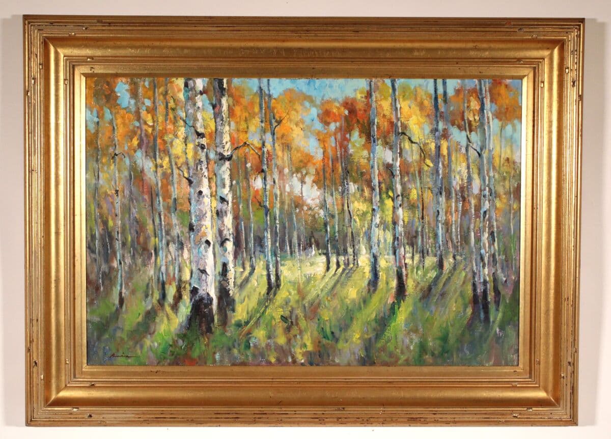 Impressionist Painting of Sun Drenched Trees by Ibrahim Amin (Born 1950)