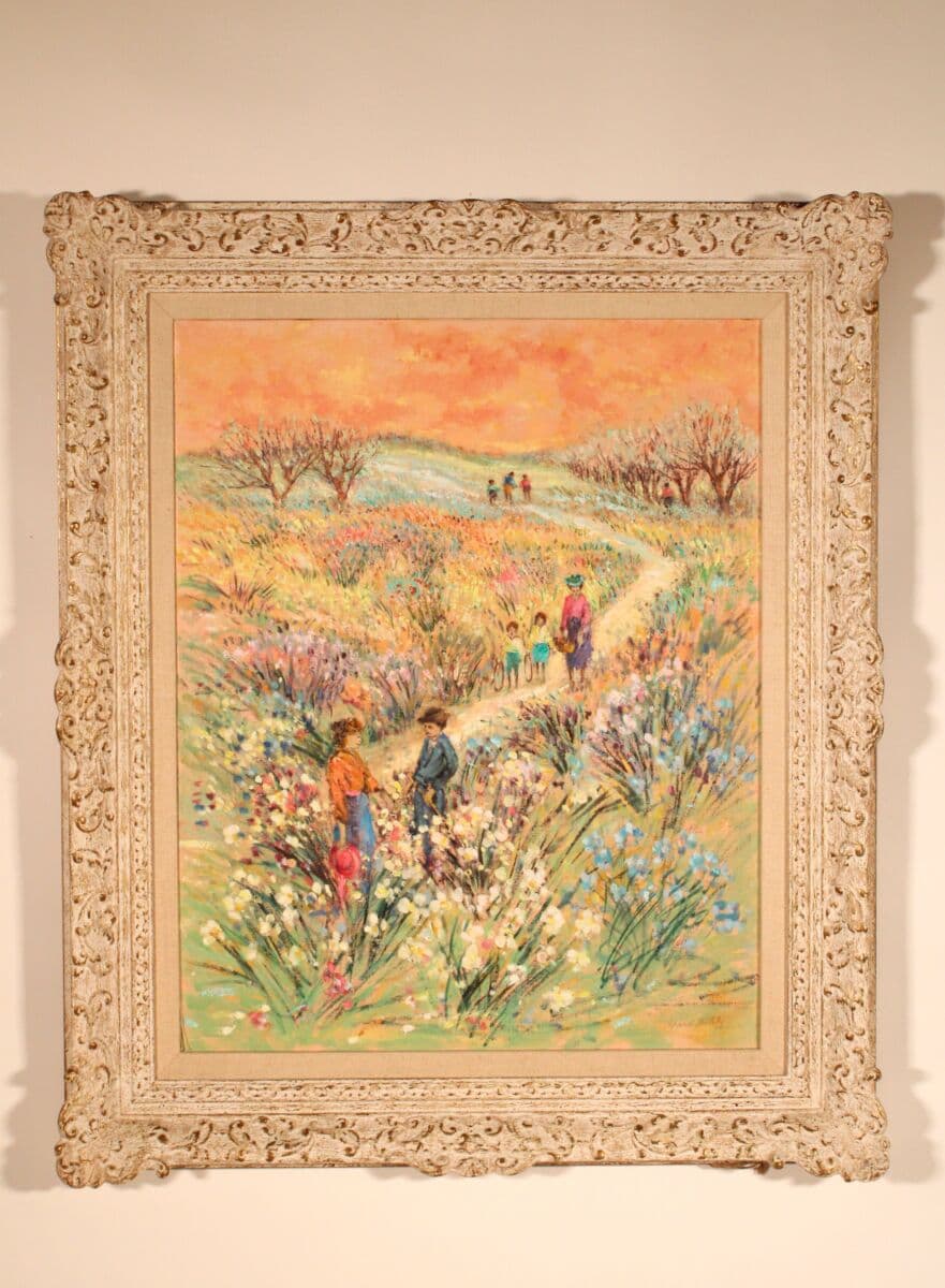 Impressionist Painting of People in a Garden by Clifford Silsby (1896-1986)