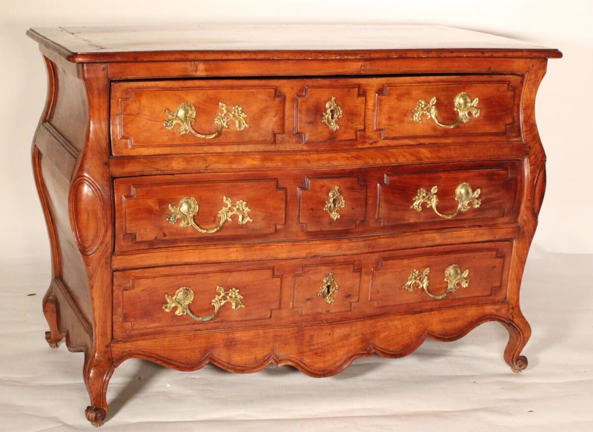 18th Century Louis XV Provincial Fruitwood Bombe Chest of Drawers