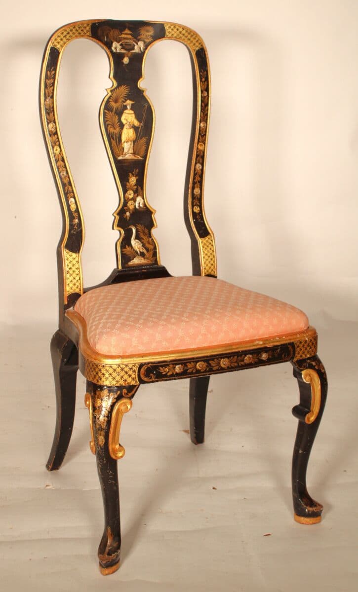 Queen Anne Style Chinoiserie Decorated Side Chair