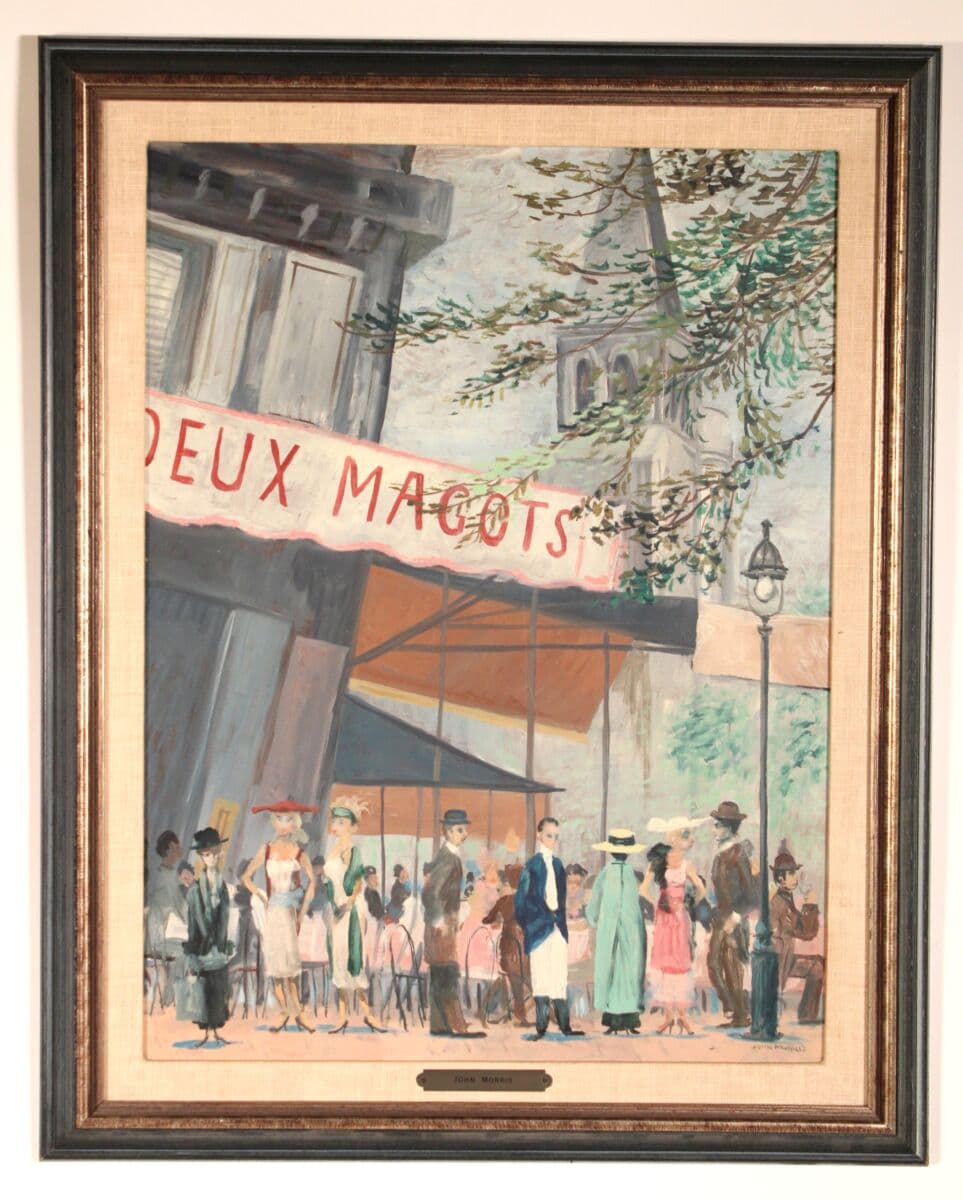 French Street Scene Painting by John Morris (Before 1920-1991)