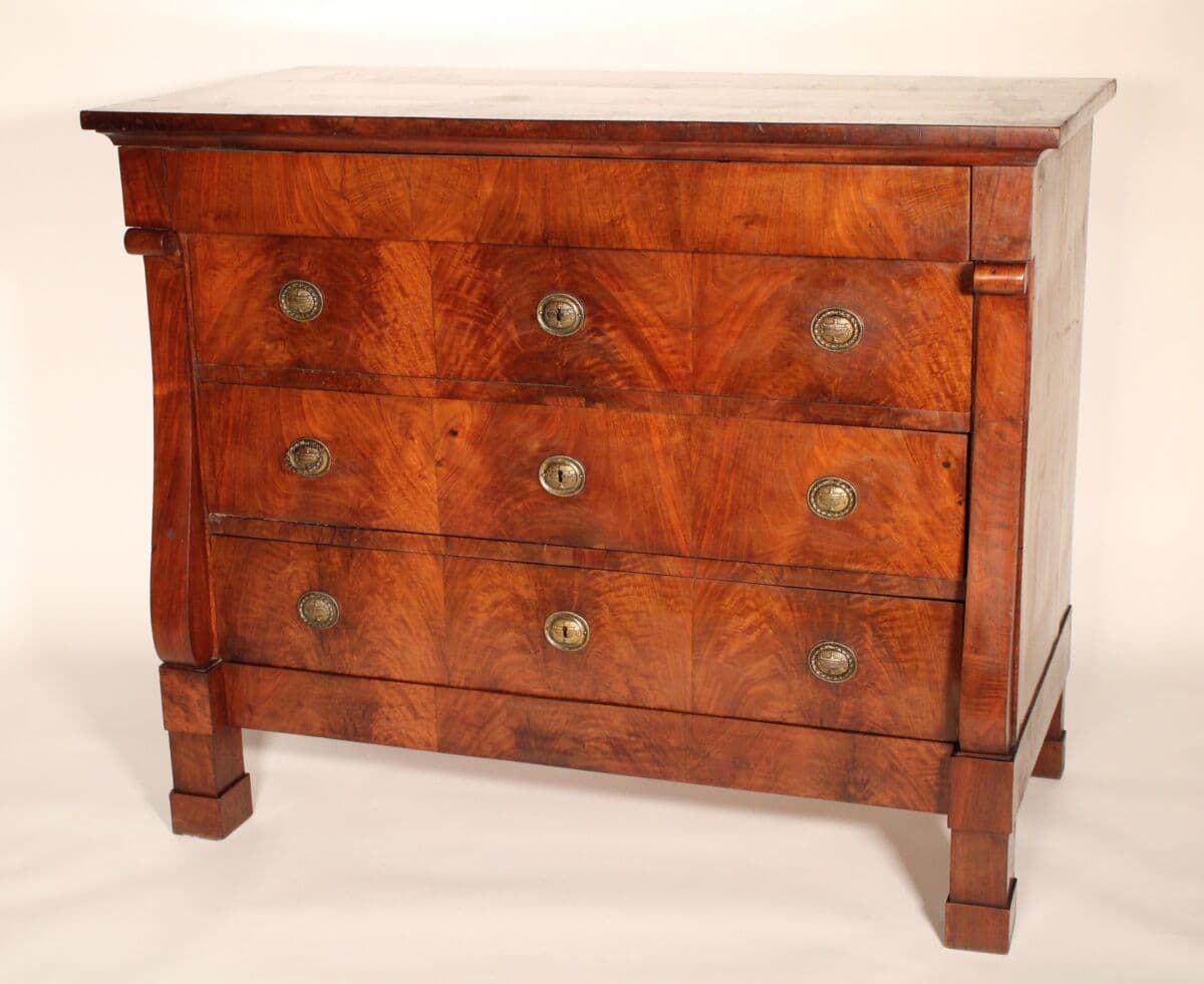 Continental Restauration Flame Mahogany Chest of Drawers