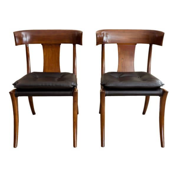 Sold - Walnut Klismos Chairs, Pair - Rubbish Interiors Inc.