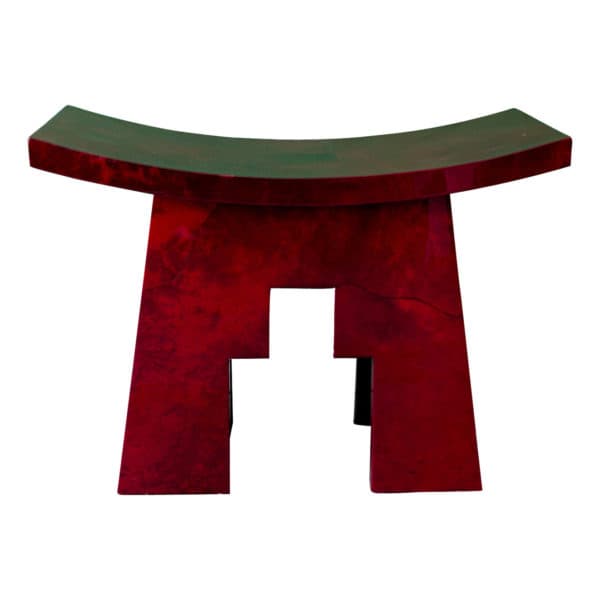 Sold - Red Lacquered Goatskin Bench - Rubbish Interiors Inc.