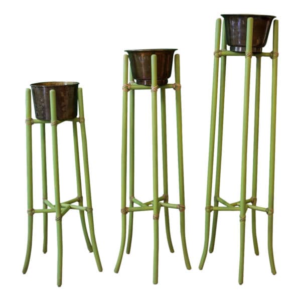 Sold - Set of 3 Tall Plant Stands by McGuire - Rubbish Interiors Inc.