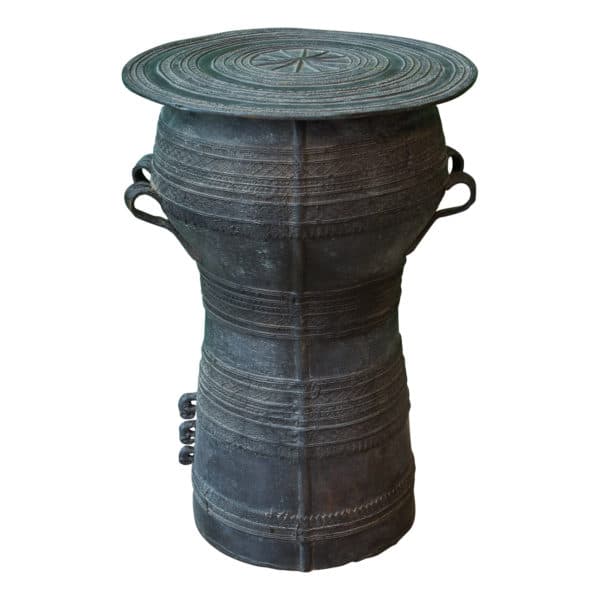 Sold - Bronze Burmese Rain Drum / Side Table - Rubbish Interiors Inc.