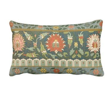 Sold - Teal courtesans Lumbar Pillow - Rubbish Interiors Inc.