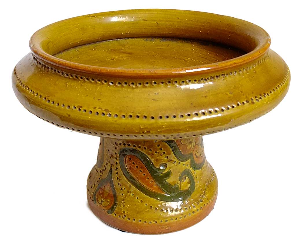 Sold - Italian Mustard Yellow Ceramic Tazza - Rubbish Interiors Inc.