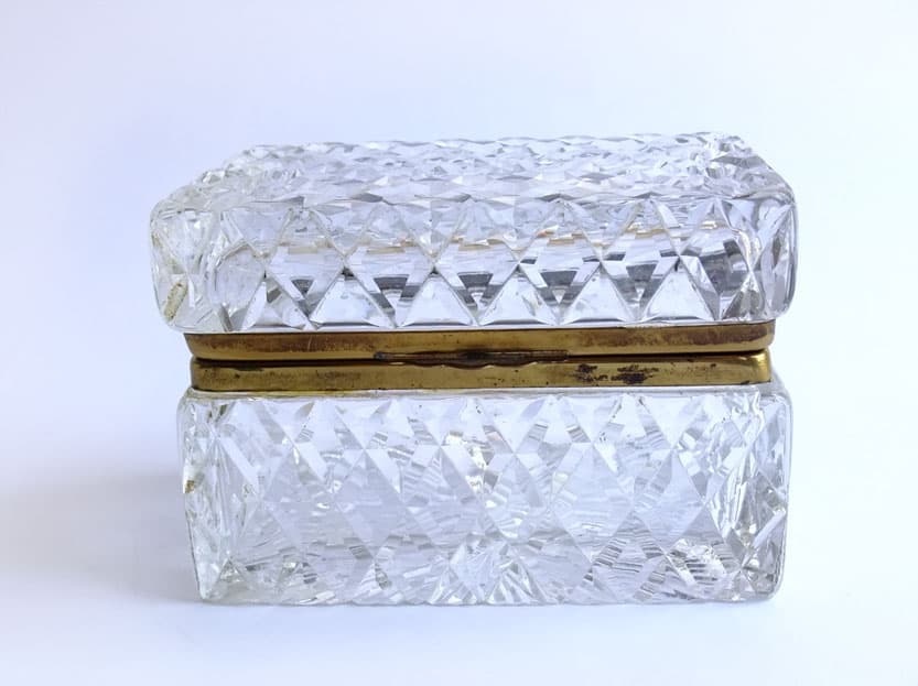Sold - Cut Crystal And Brass Box - Rubbish Interiors Inc.