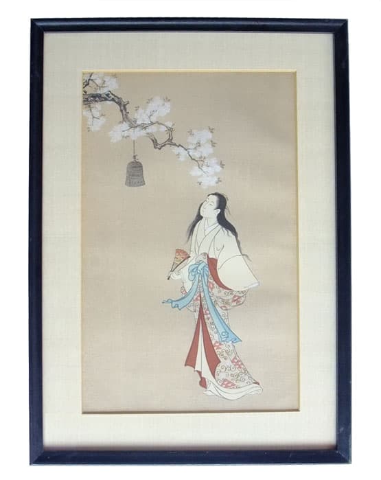 Sold - Japanese Print of Woman in Kimono - Rubbish Interiors Inc.