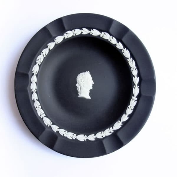 Accessories - Neoclassical Wedgwood White On Black Jasperware Round Dish - 5735 - Rubbish Interiors Inc.