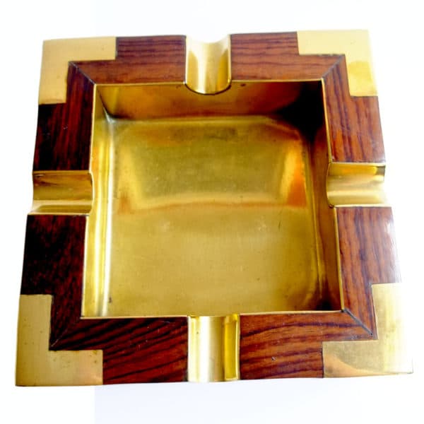 Sold - Wood And Brass Ashtray - Rubbish Interiors Inc.