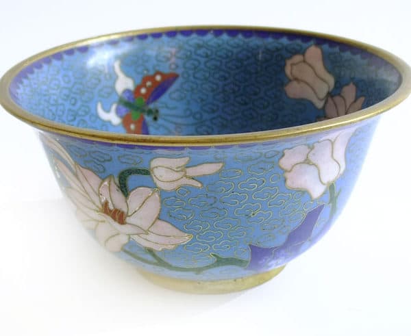 Sold - Small Blue Cloisonne Tea Bowl - Rubbish Interiors Inc.
