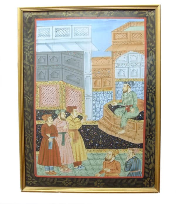 Sold - Indian Painting From New Delhi In Gold Frame - Rubbish Interiors Inc.