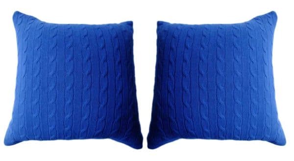 Sold - Pair Cobalt Blue Ralph Lauren Cashmere Pillows - Rubbish Interiors Inc.
