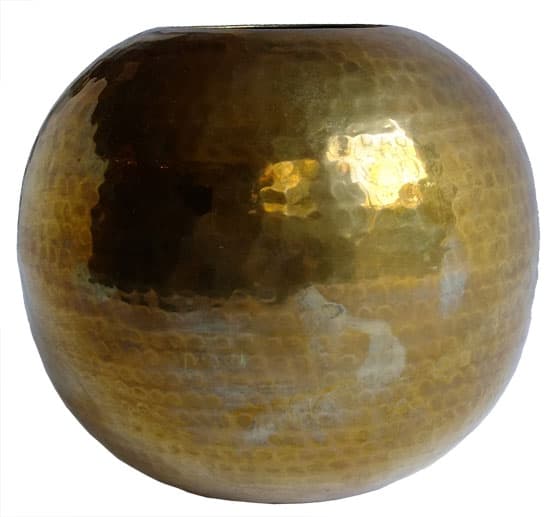 Sold - Brass Hammered Round Vase - Rubbish Interiors Inc.