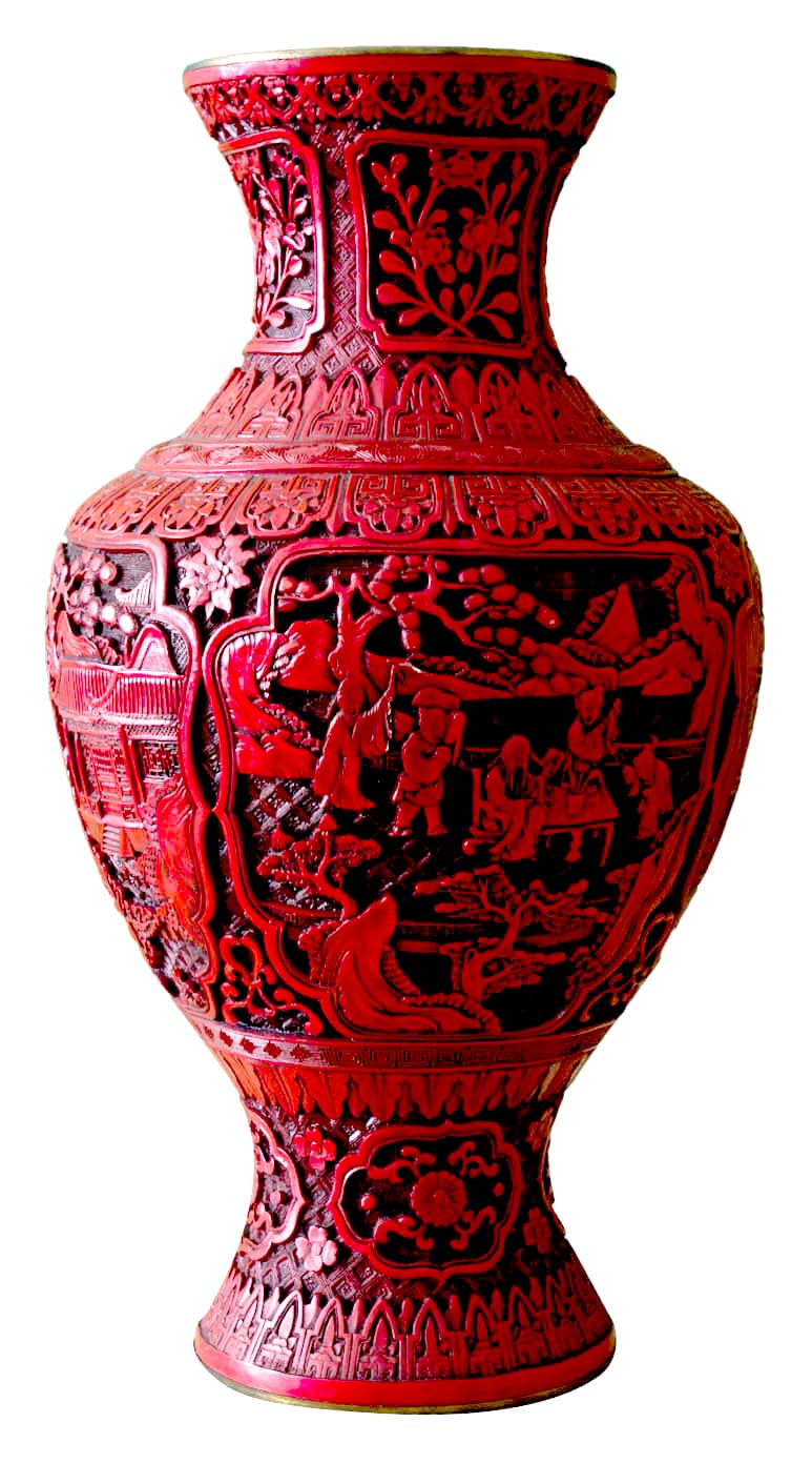 Sold - Large Cinnabar Vase - Rubbish Interiors Inc.