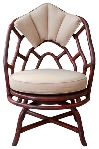 Sold - Mid-Century Modern Willow and Reed Chair on Swivel Base - Rubbish Interiors Inc.