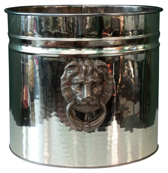 Sold - Large Vintage Brass Planter with Lion's Head Pulls - Rubbish Interiors Inc.
