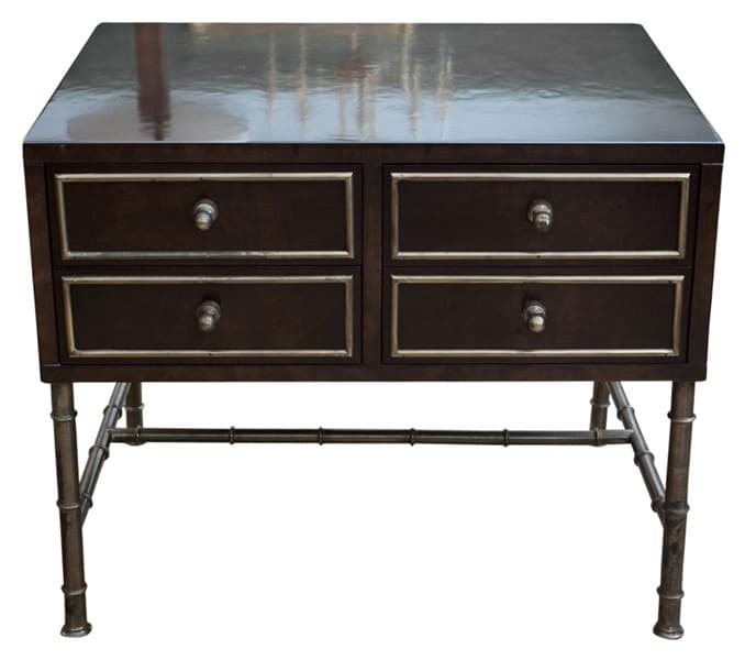 Sold - Pair Mastercraft Burlwood and Brass Chests on Stand / Side Tables / Nightstands - Rubbish Interiors Inc.