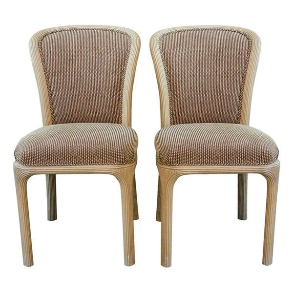 Sold - Pair 1980's Baker Rattan Side Chairs - Rubbish Interiors Inc.
