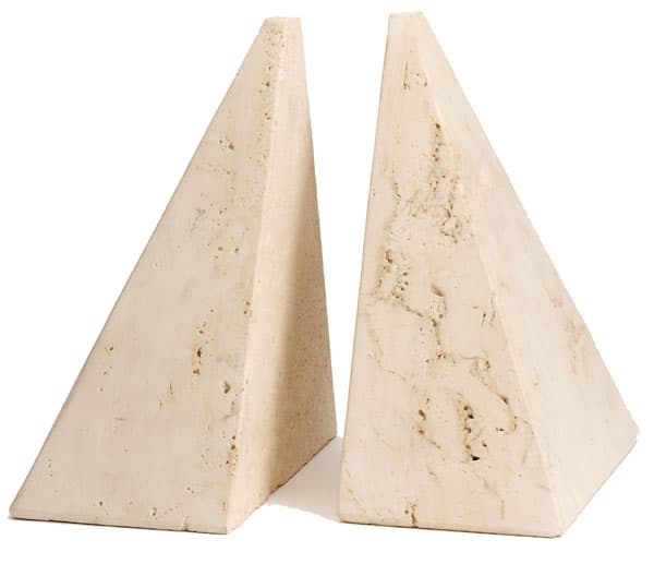 Sold - Pair of Midcentury Travertine Bookends - Rubbish Interiors Inc.