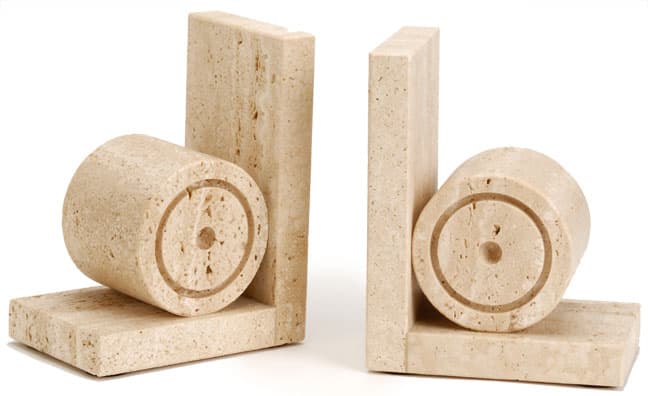 Sold - Pair of Modern Travertine Bookends - Rubbish Interiors Inc.