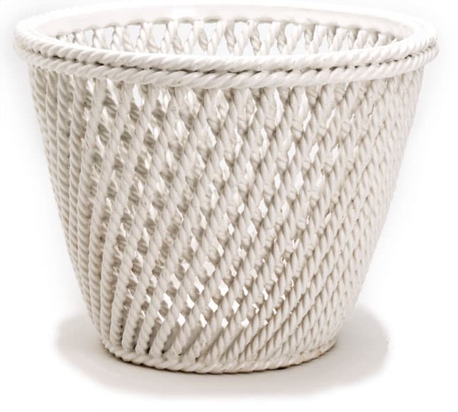 Sold - White Italian Ceramic Reticulated Planter - Rubbish Interiors Inc.