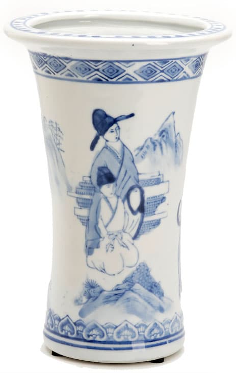 Sold - Blue & White Asian Vase - Rubbish Interiors Inc.