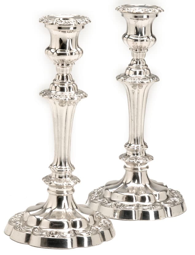 Sold - Pair of Silver Plate Candlesticks - Rubbish Interiors Inc.