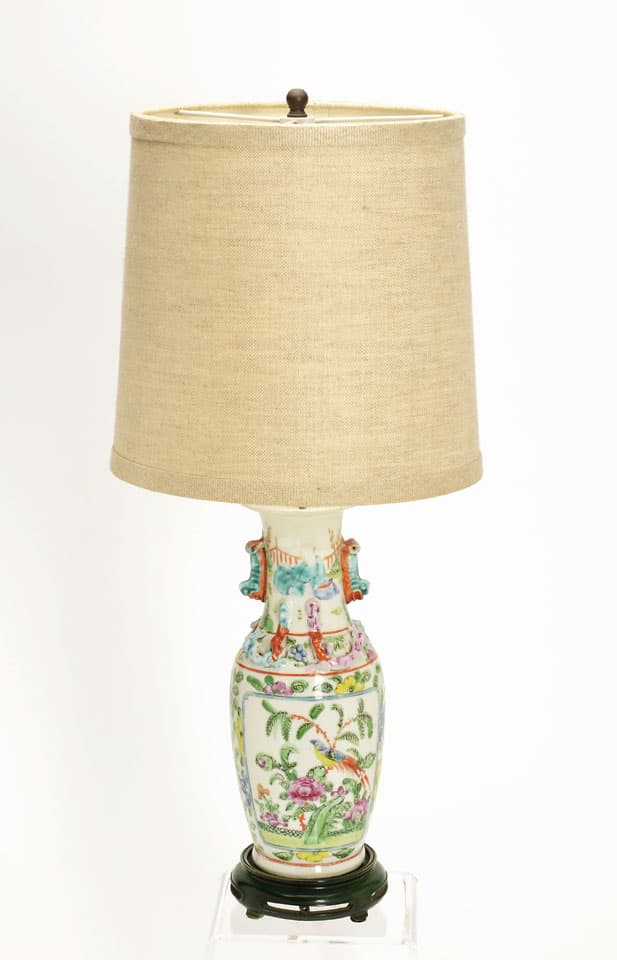Sold - Small Famille Rose Lamp - Rubbish Interiors Inc.