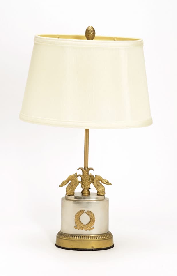 Sold - Small Steel & Brass Lamp - Rubbish Interiors Inc.