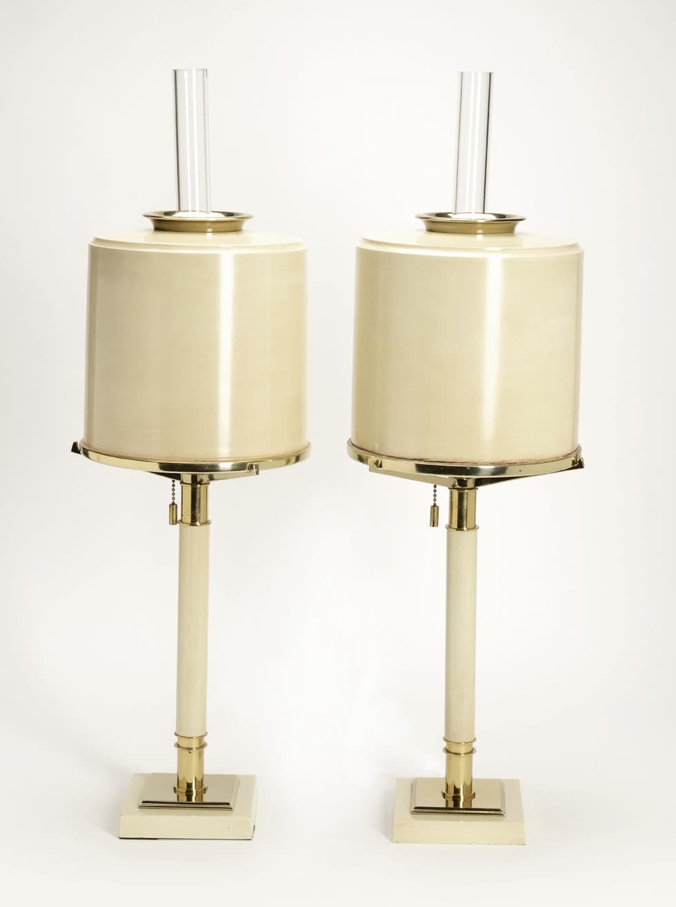 Sold - Pair of Parzinger Style Mid-Century Candle Stick Lamps - Rubbish Interiors Inc.