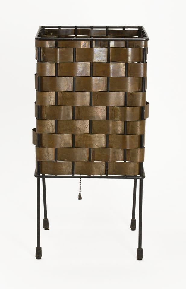 Sold - Mid Century Woven Copper Lamp - Rubbish Interiors Inc.