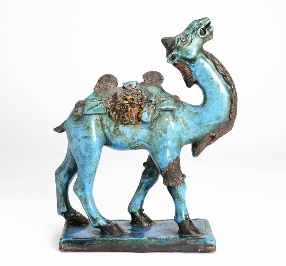 Sold - Italian Turquoise Blue Ceramic Camel - Rubbish Interiors Inc.