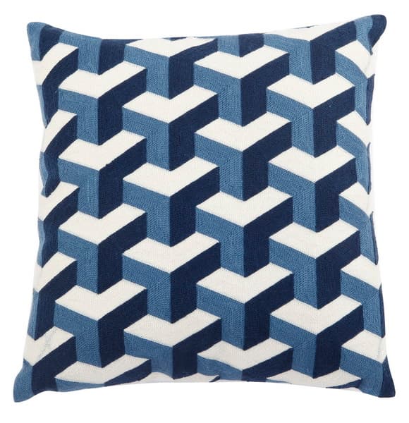 Sold - Navy Embroidered Pillows, Pair - Rubbish Interiors Inc.