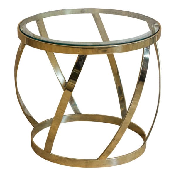 Sold - Karl Springer Oval Brass And Glass Occasional Table - Rubbish Interiors Inc.