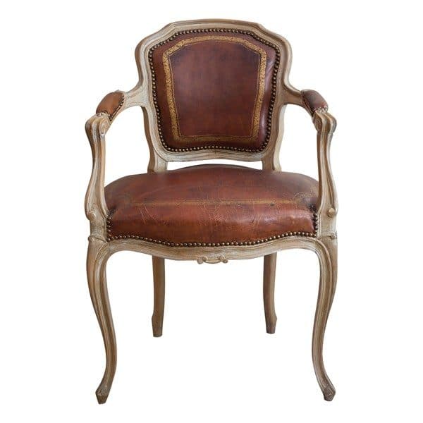 Sold - Louis XV Style Tooled Leather Arm Chair / Fauteuil - Rubbish Interiors Inc.